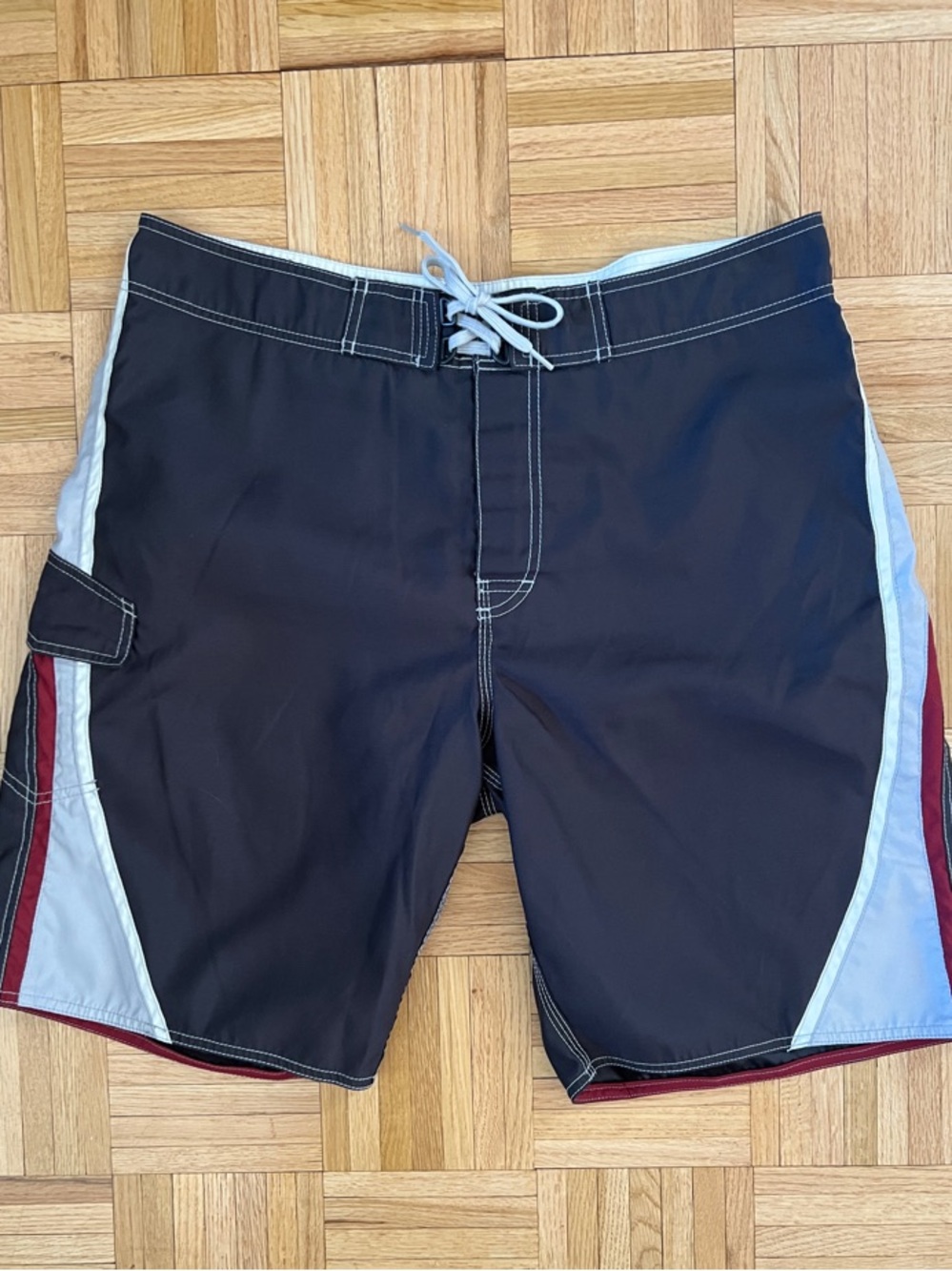 Men's Black/Grey/Maroon Swim Board Shorts